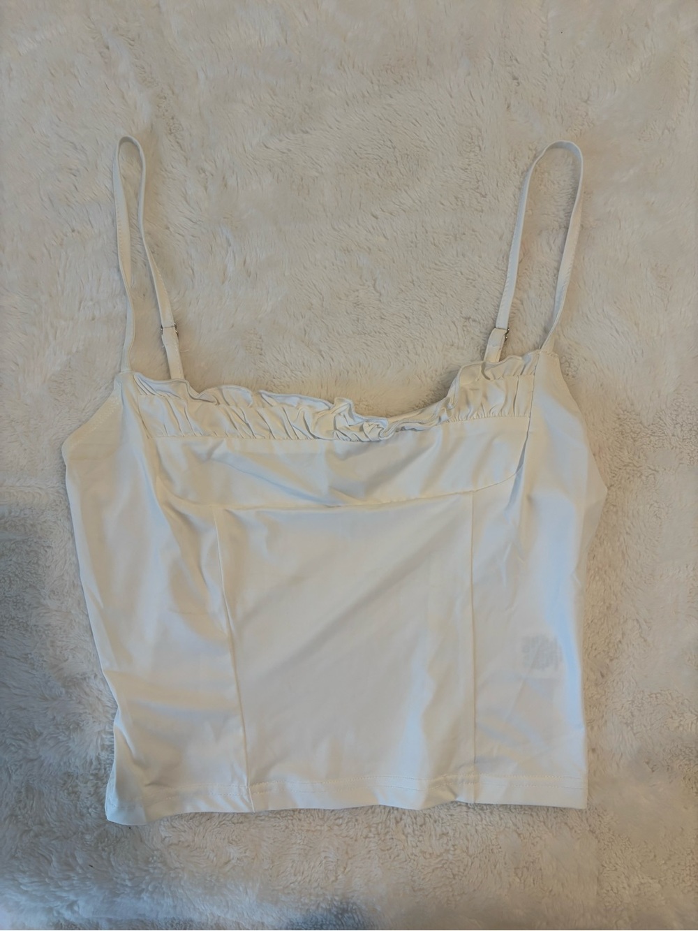 Princess Polly White Ruffle-Trim Camisole